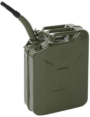 Petrol Can 5L/10L//20L,Jerry Can with Spout, Metal Fuel Can Tank Portable Oil Can Diesel Storage Can for Car Truck Motorcycle Vehicle Off Road Emergency Supply(Green)