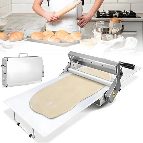 Macchina per la stesura di Pasta Pieghevole per la casa - Stendipasta Manuale con Spessore Regolabile, Macchina per la stesura di Pasta in Acciaio Inossidabile per Pizza, Croissant, pasticce