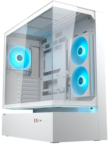 Cougar CFV235 ARGB Boîtier Gaming, MidTower ATX/CEB, 270° Airflow, 4X Ventilateur ARGB PWM, GPU jusqu'à 430mm, USB-C (Blanc)