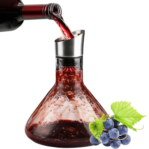 Décanteur à Vin avec Aérateur, Carafe à Vin Anti-Goutte, Décanteur à Vin Rouge avec Filtre, Cadeau Raffiné pour Connaisseurs et Beaux-parents, 1502 ml (Pleine Capacité)