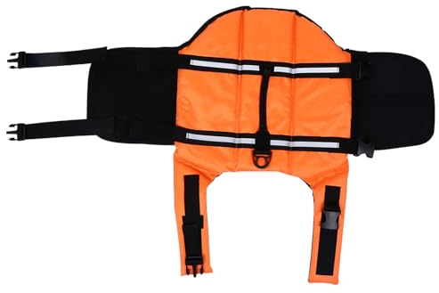 Gadpiparty Hundeschwimmweste für Kleine und Große Hunde Reflektierend Langlebig und Bequem zum Schwimmen Bootfahren und Poolspaß im Sommer Orange Sicheres Schwimmzubehör für Haustiere