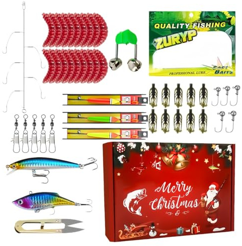 Djowyh Kit d'appâts | Accessoires de pêche de Noël – Ensemble d'accessoires d'appâts | Pour la période de Noël, les soirées en famille, la pêche du matin, le camping, les rivières, les lacs, les