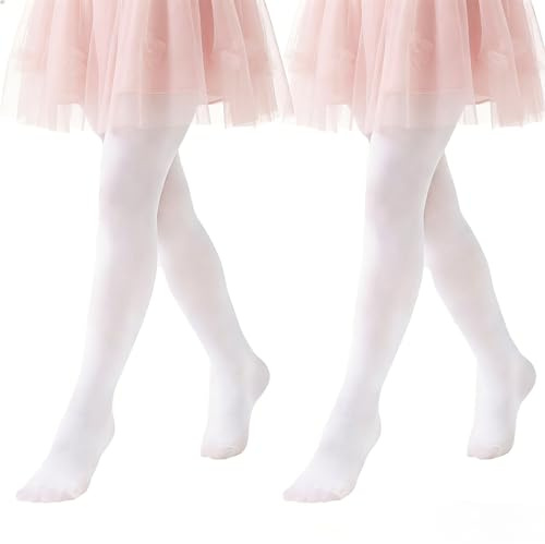 Yolyoo 2 Pairs Ballet Tights for Girls,Toddlers Ultra Soft Ballet Dance Tights, Footed Stockings for Students Wedding Party