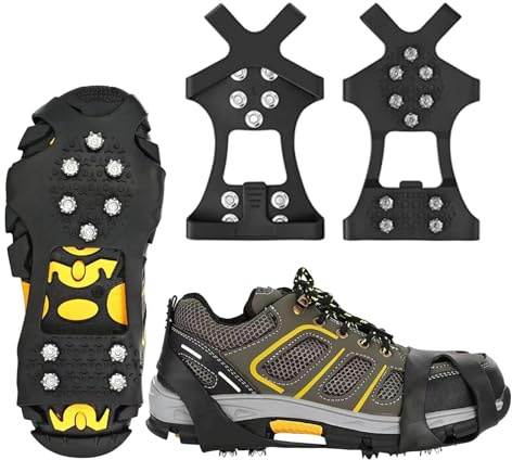 Spikes für Schuhe Winter, 10 Zähne Schuhspikes zum Überziehen, Schuh Spikes Glatteis, Spikes Schuhe für Wandern, Schnee, EIS, Eisfischen,Trekking