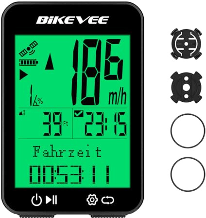 Bikevee Compteur de Vélo GPS sans Fil Écran 2,4 Étanche IPX7 | compteur velo, Température, Pente, Altitude, Démarrage/Arrêt automatique, KMH/MPH, 8 langues
