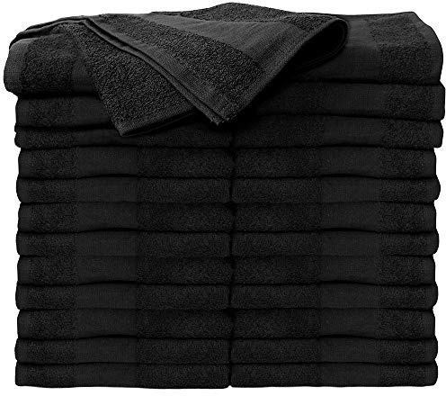 ForPro Professional Collection Premium Bleach Tough Salon Towels, Black, 100% Cotton, Bleach-Proof Towels, Stain Resistant, 16 W x 27 L, 24-Count