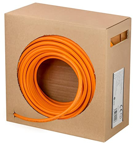 hb-digital 50m Verlegekabel cat7 LAN Netzwerkkabel Datenkabel Cabel Kupfergemisch Profi S/FTP PIMF LSZH Halogenfrei orange RoHS-Compliant
