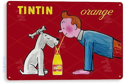Tinworld Tin Sign: Tintin Orange Drink Soda Retro Cola Store Metal Decor Kitchen Cottage Cave B691