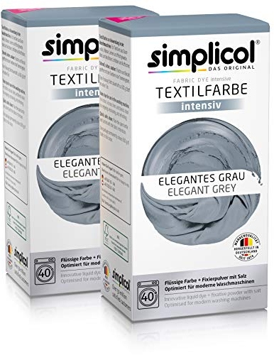 Simplicol Textilfarbe intensiv (18 Farben), Elegantes Grau 1817 2er Pack: Einfaches Färben in der Waschmaschine, All-in-1 Komplettpackung, 1854, 2 Pack