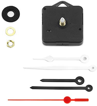 Clock-it Macchinetta Orologio Silenzioso con gancio,2 Set Lancette in plastica, Lunghezza perno 16 mm/Filettatura 10 mm.Kit meccanismo fai da te. Azienda specializzata