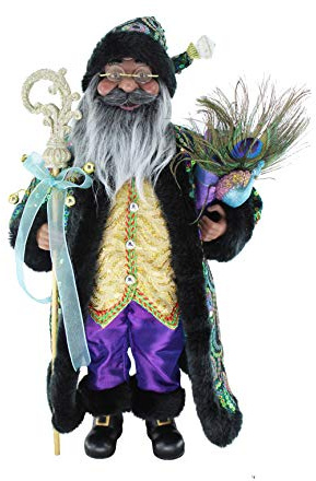 Windy Hill Collection 16 Inch Standing Stunning Sequin Ethnic African American Santa Claus Christmas Figurine Figure Decoration 167220A