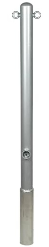 UvV UVAP6882 Absperrpfosten ø 60x2,5mm, Feuerverzinkt + Silber/Grau Beschichtet, 2 Ösen, Länge 1200 mm, Dreikant