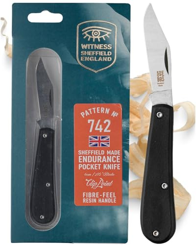 UK Legal Folding Pocket Knife – Endurance Clip Blade 5.7cm 420H Stainless Steel Blade, Black Handle, EDC for Camping, Gardening, Farming, Bushcraft, Hiking – Handcrafted in Sheffield
