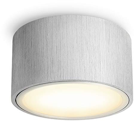 SSC-LUXon CELI-X LED Aufbaustrahler dimmbar flach - LED GX53 mit 6W warmweiß 230V - Decken Aufbauleuchte rund alu gebürstet