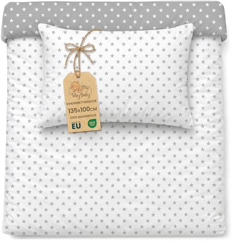 Totsy Baby Housse de Couette Enfant 100x135 cm - Coton Linge de lit pour Enfants Parure avec Housses de Couette 100 x 135 cm et taie d’Oreiller 40 x 60 cm pour bébé Lits Oeko-Tex