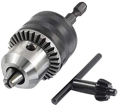 Bestgle 0.6–6.5mm Drill Chuck Adapter, 3/8-24UNF Quick Change Conversion Chuck with 1/4 Hex Shank, Impact Driver Adaptor for Power Tools
