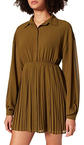 NA-KD Minivestido Plisado Vestido Informal, Verde, 44 para Mujer