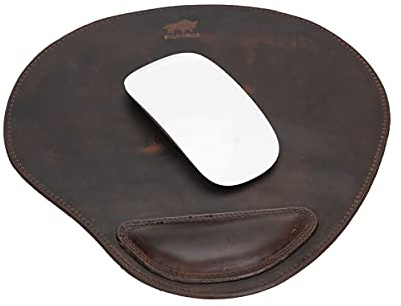 Solo Pelle - Hochwertiges Leder Mauspad mit Handgelenkauflage - Mousepad aus echtem Leder - Unterlage für Computermaus - Leather Pad - Handarbeit Made in Europa (Vintage Braun)