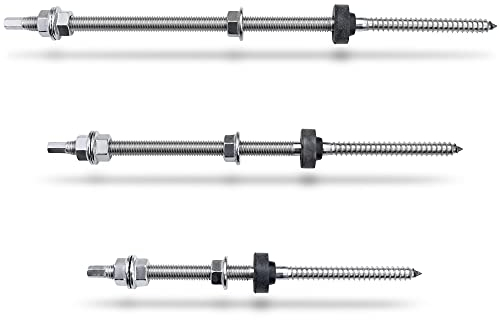 Stockschraube Solar Edelstahl Sperrzahnmutter Photovoltaik M10 Adapterplatte, Stückzahl :10, Adapterplatte :Mit Adapterplatte, Stockschrauben Länge:300mm