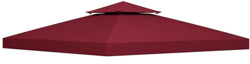 Outsunny Ersatzplane für Pavillon Laube Zelt 3 x 3 m Polyester hochdicht 180 g/m² rot