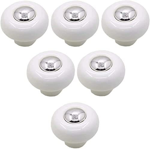 Tbkoly Keramikknöpfe Türgriff Schrank Schubladenzug, 6 Stück moderne Möbelbeschläge, Küchenschrank Kommode Knauf Ziehen für Kinder niedliche runde Küche (rot) (Farbe: Weiß)