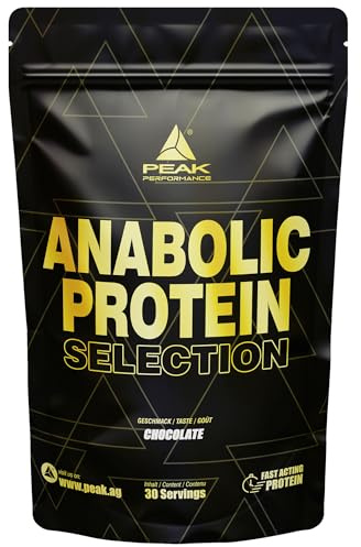 PEAK Anabolic Protein Selection - 900g Geschmack Chocolate I 30 Portionen I Proteinquelle: Whey Isolat, Konzentrat, Hydrolysat, Sojaprotein I Zugesetztes L-Leucin I Muskelaufbau