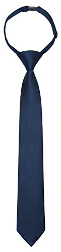 Enlision Ties for Kids Navy Blue Solid Color Pre-Tied Boys Necktie for Age 8-12 Adjustable Woven Formal Kids Tie for Wedding School Graduation