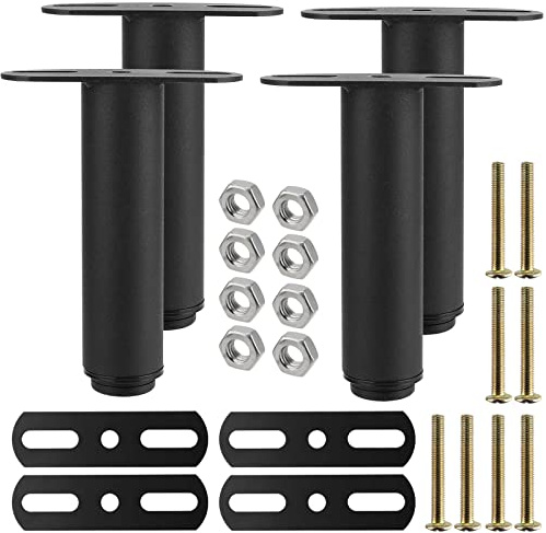 KOHAND Set of 4 Black Adjustable Bed Legs, 180-330mm Bed Frame legs, Metal Bed Support Legs with 8 Bolts and Nuts for Sofa Cabinet Bed Frame Replacement Parts