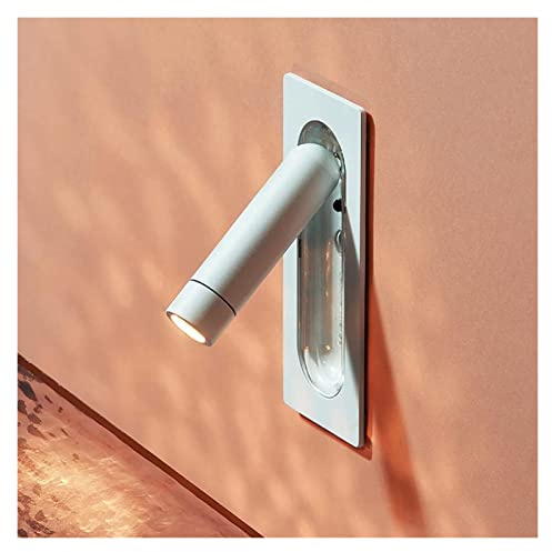 Wall Lamp Light Mini LED Flush Mount Wall Lamp Metal Sconce Bedside Reading Wall Light, Indoor Recessed Wall Lighting Fixtures Headboard Lamps for Bedroom Hotel Room Living Room Study ( Color : Blanc