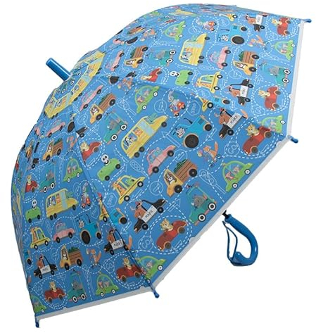 Kinderschirm | Regenschirm | Schirm | Namenschild am Griff | Ø 83 cm | Auto | Hellblau