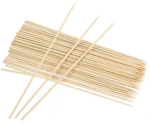 100 Piezas Pinchos de Madera, 20cm Pinchos de Paleta de Bambú, Brochetas para Barbacoa, Palos de Madera para Grill, Buffet, Fruta