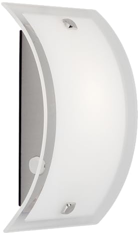 Lightbox moderne Wandlampe - 20 x 12 x 6 cm - gebogene Wandleuchte mit matter Glas Abdeckung & Schalter - E14, max. 40 W - aus Glas/Metall - in Edelstahl/Weiß