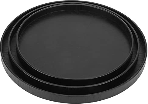 BEIJIALY 3 Pcs Plateau à Thé en Bois, Plateau de Service en Bois, Plateau de Tasse de Thé Rond en Bois Rond Originalité Palte de Fruits Vaisselle Couverts Accessoire de Cuisine, Assiette de Service de