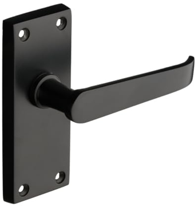 Designer Levers Victorian Straight Lever Door Handles, Matt Black, 1 Pair | For interior doors; fixings included; for latch doors; short latch format; zinc construction.