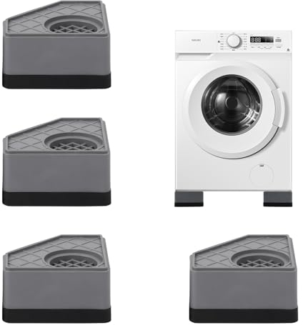 4 Piezas Universal Soporte Pies Lavadora Secadora con Almohadilla Goma, Antivibracion Lavadora para Lavadoras y Secadoras, Patas Lavadora Antivibracion Base Antideslizantes para Frigorífico