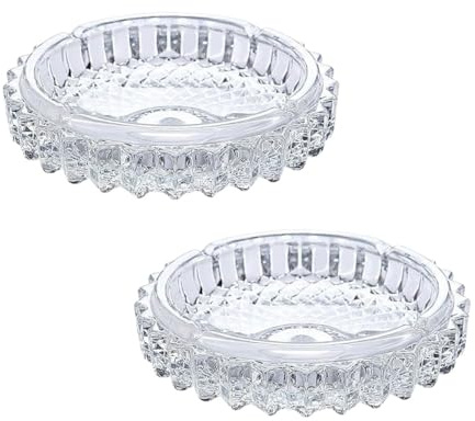 Glass Round Ashtray Set of 2, Ashtray for Smoking, Cigarette Ashtray Set, Stylish Ashtray - 2 Pcs