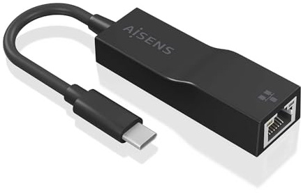 AISENS - A109-0765 - Conversor USB3.1 Gen1 USB-C A Ethernet Gigabit 10/100/1000 Mbps, Negro, 11Cm