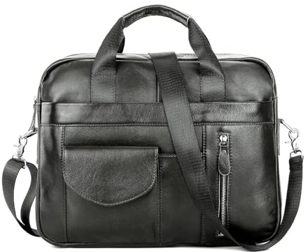 FANDARE Herren Aktentasche Umhängetasche Leder Mann 15.6 Zoll Laptoptasche Damen Henkeltasche Arbeitstasche Business Handtasche Tragetasche Schultertasche Leder Messenger Crossbody Briefcase Schwarz