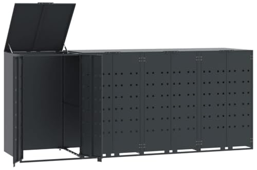 vidaXL Mülltonnenbox für 4 Tonnen Anthrazit 276x79x117 cm Stahl