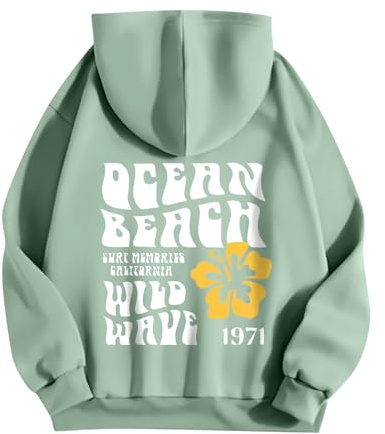 Singular-Point Cute Clothes For Teens Embroidered Hoodies Pink Print Womens Hoodies Graphic Girls Trip Sweatshirt Cute Clothes For Women Girl Graphic Hoodies Womens, Green, L