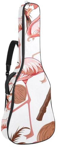 Bassgitarrentasche mit Vintage-Kokosbäumen Flamingo, Tasche für Akustikgitarre, 101,6 cm (40 Zoll) E-Gitarrenkoffer, wasserdichte Oxford-E-Gitarre, Gigbag für akustische Konzertgitarre, Ukulele,