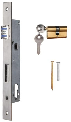 ATTAS Serratura a Incasso Incl. Cilindro Profilo per Cancelli Battente – Backset 25 MM, Porta Giardino Tubolare, Adatto Rahmenprofile Blocco-Telaio, Wechselfunktion, Din-Links & Guida Destra