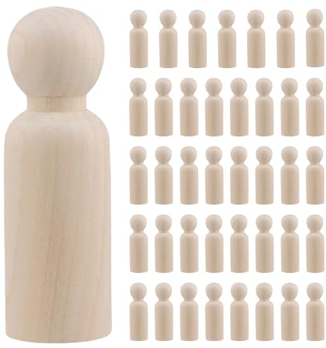 CHUEN 40 stycken träfigurer för målning 9 cm, träblock för målning, pyssel för gör-det-själv-hantverk