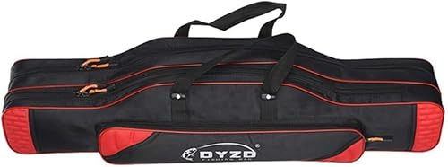 TentHome Allround Rutentaschen Rutenfutteral Angelrute Zubehör Angelrucksack Anglertasche Angelkoffer (Schwarz/Rot, 2 Kammer, 80cm)