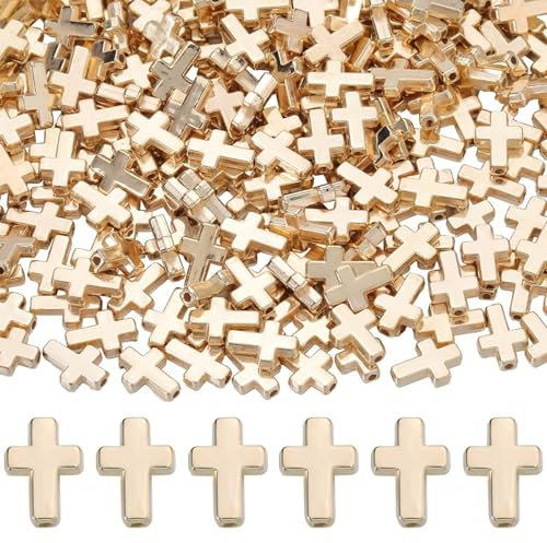 YUEXNKO Kleine Kreuzanhänger, 100 Stück, Edelstahl, für Armband, Halskette, Modeschmuck, bleifrei, Zubehör für Schmuck, 13 x 10 mm, Loch: 2 mm