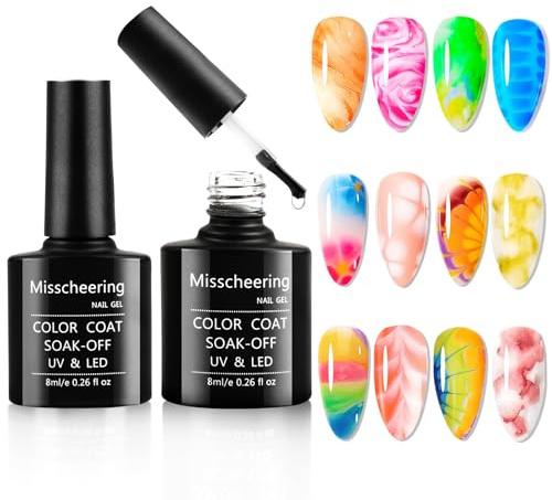 LOPHE Blooming Gel, 2x8ml Clear Blooming Gel UV-LED-Nagellack zum Verteilen Effekt, Marmor Naturstein Blumen Aquarell Floral Nail Art DIY