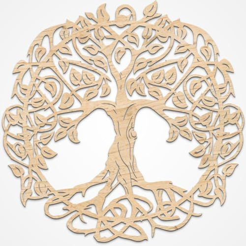 Natura Products A.W.Decor 3D Albero della Vita Decorazione da Parete in Legno, Diametro 37/48/70 cm, Tagliato al Laser (Naturale, Medio (Diametro 48 cm), Albero della Vita)