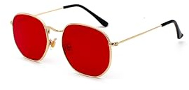 Hviomru Retro Polygon Sonnenbrille Herren Damen Vintage Quadrat Mode Sechseck Brille