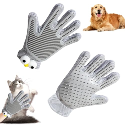 GZWY Haustier Grooming Handschuhe, 2 in 1 Doppelseitig Haustier Haarentfernung Handschuhe, Silikon Fellpflegehandschuh für Hunde und Katzen für Deshedding, Baden, und Massage, 1 Stück (Grau)