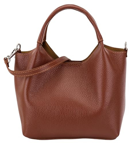 SH Leder Damen Handtasche aus Echtleder Beuteltasche mit Schultergurt und Innentasche Elegante Henkeltasche Crossbody Tasche für Alltag & Büro 28x18cm Sophia G684